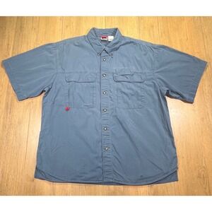 The North Face Mens Blue Short Sleeve Button Down Utility Hiking Shirt L vintage